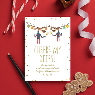 Cheers My Deers l Gold Script Weihnachtslustig Einladung