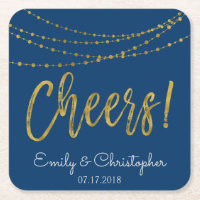 Cheers Navy Blue and Gold Foil String Lights