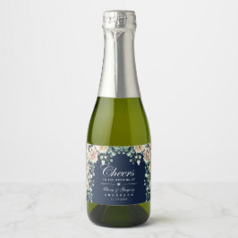 Cheers Navy Blue Pink Floral Mini Sparkling Wine L