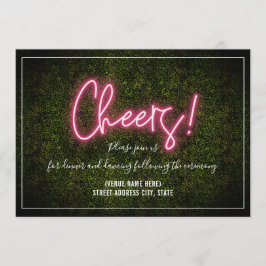 Cheers Neon Boxwood Wedding Reception Einladung