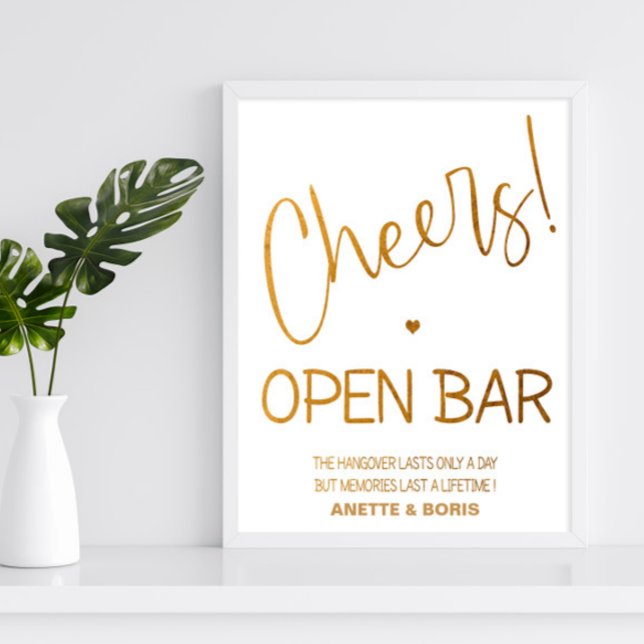 Cheers Open Bar wedding sign 8x10 Poster (Von Creator hochgeladen)