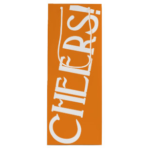 Cheers Orange Art Deco Geschenktüte Für Weinflaschen