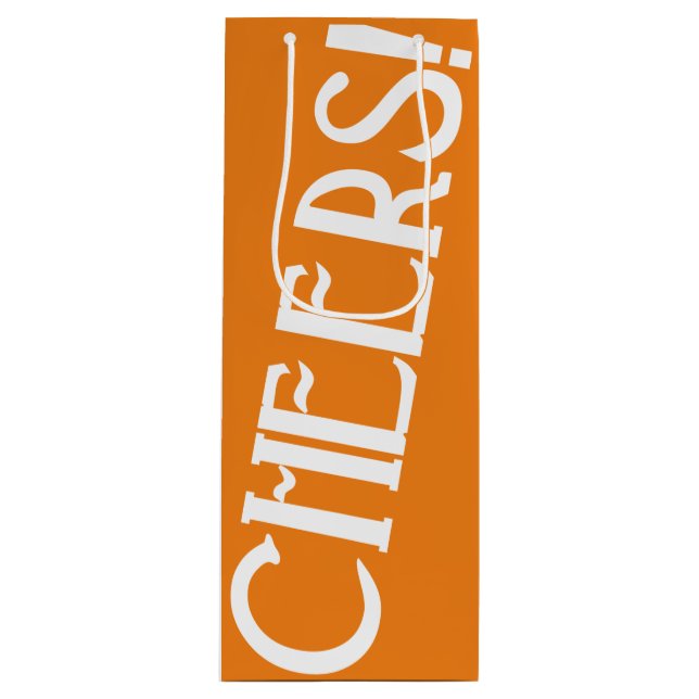 Cheers Orange Art Deco Geschenktüte Für Weinflaschen (Vorderseite)