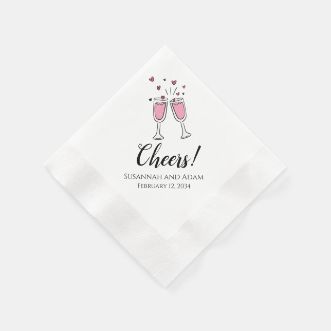 Cheers Personalisiert Hochzeit Napkins mit Herz Serviette (Ecke)
