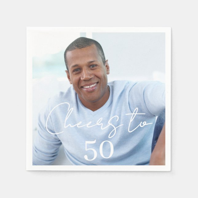 Cheers photo birthday party serviette (Vorderseite)