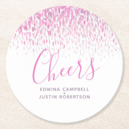 Cheers Pink lila moderne Kunst Aquarellabben Runder Pappuntersetzer