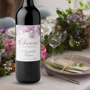 Cheers Pink Orchid Watercolor Blume Wedding Weinetikett
