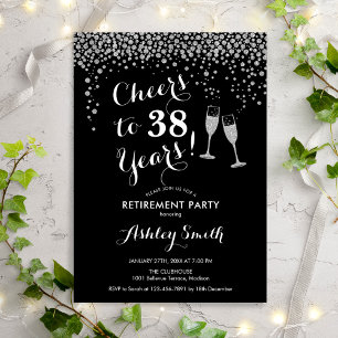 Cheers Retirement Party Invitation Black Silver Einladung