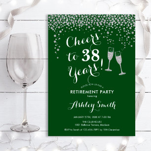 Cheers Retirement Party Invitation Green Silver Einladung