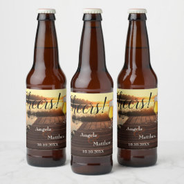 Cheers Romantic Sunset Wedding Beer Label Bierflaschenetikett
