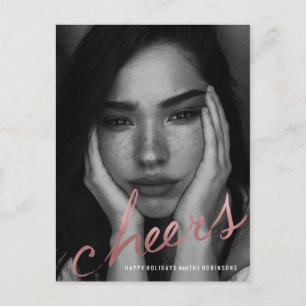 Cheers Rose Gold Holiday Feiertagspostkarte