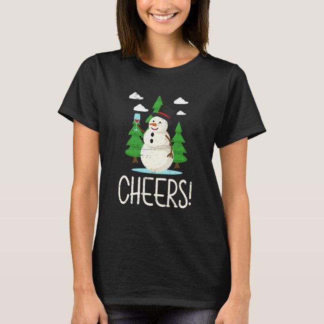 Cheers Santa Claus Snowman Happy Holidays T-Shirt (Vorderseite)