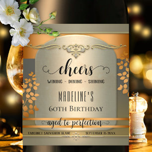 Cheers Script Aged to Perfection Geburtstag Weinetikett