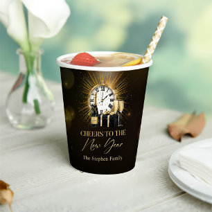 Cheers Silvester Party 2025 Gold Champagner Pappbecher