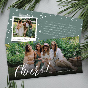 Cheers Simple Script Calligrafy New Year Foto Feiertagskarte