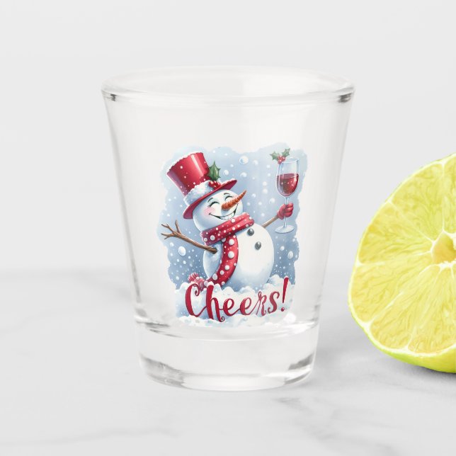 Cheers Snowman Drink Wine Schnapsglas (Vorderseite)
