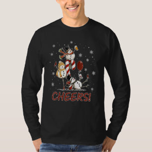 Cheers Snowman Shirt Beer Christmas Sweater Wine L