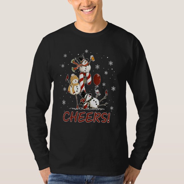 Cheers Snowman Shirt Beer Christmas Sweater Wine L (Vorderseite)