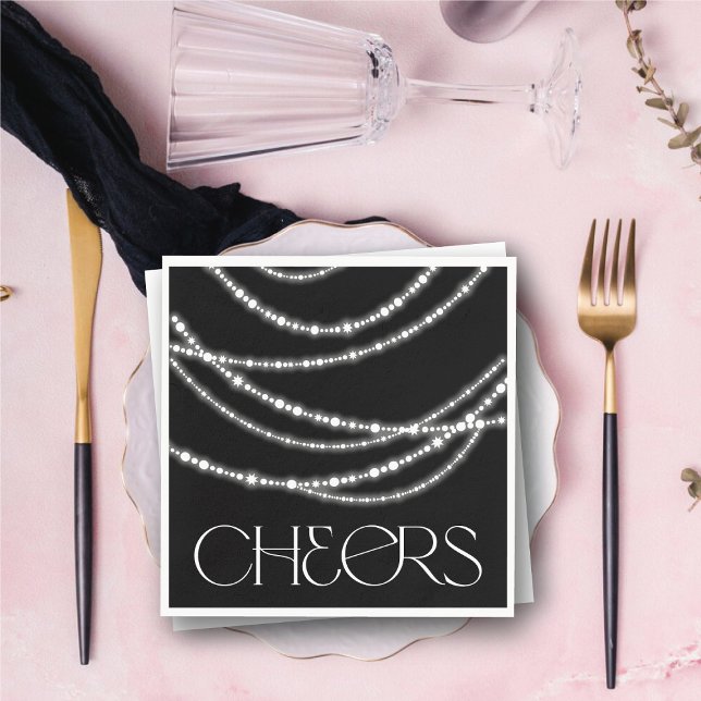 Cheers Sparkling Lights Chic Silvester Party Serviette (Cheers Sparkling Lights Chic New Year's Eve Party Paper Napkins @ fat_fa_tin)