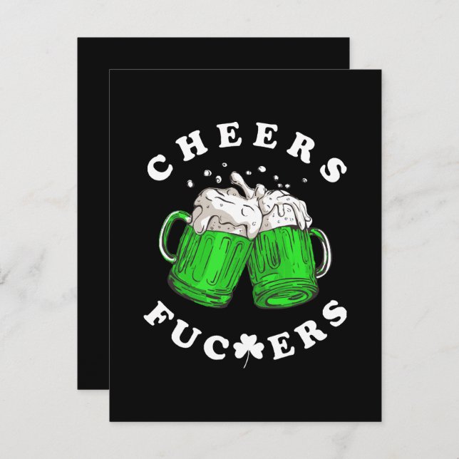 Cheers St Patricks Day Beer Drink Funny RSVP Karte (Vorne/Hinten)