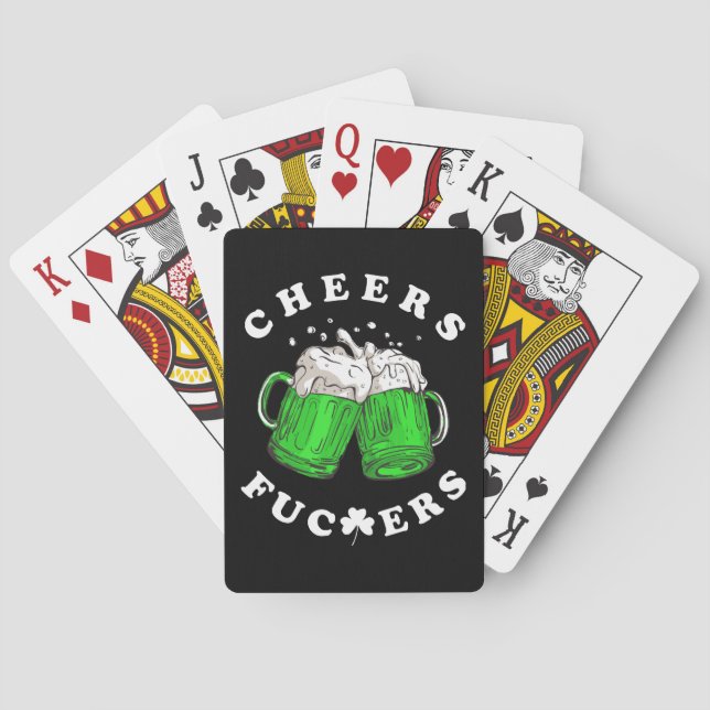 Cheers St Patricks Day Beer Drink Funny Spielkarten (Rückseite)