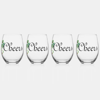 ☘️ Cheers St. Patrick's Day Clover Weinglas Ohne Stiel