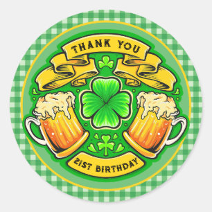 Cheers St. Patrick's Day Kleeblatt 21. Geburtstag Runder Aufkleber