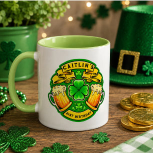 Cheers St Patricks Day Kleeblatt 21. Geburtstag Tasse