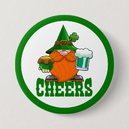 Cheers St. Patricks Day Leprechaun Button