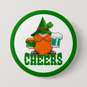 Cheers St. Patricks Day Leprechaun Button