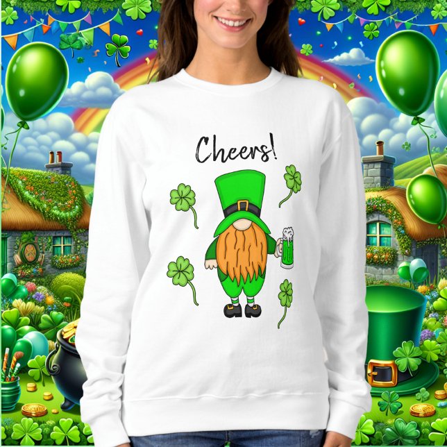 Cheers St Patrick's Day Leprechaun | Grünes Bier Sweatshirt (Von Creator hochgeladen)