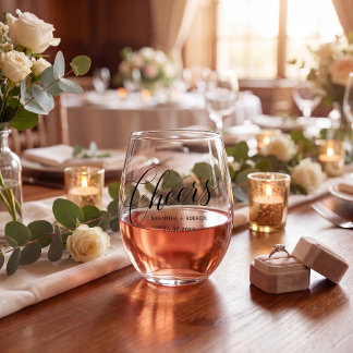  cheers stemless wine glass simple typography weinglas ohne stiel