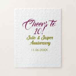 Cheers to 10th wedding anniversary mauve golden na puzzle