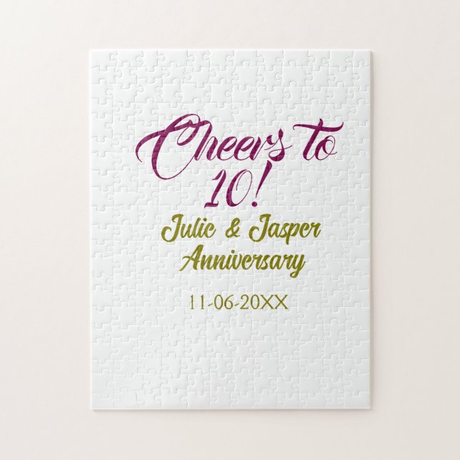 Cheers to 10th wedding anniversary mauve golden na puzzle (Vertikal)