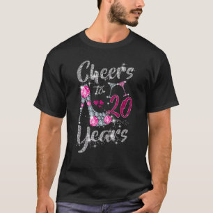 Cheers to 20 Years 20. Geburtstag Weinschuhe Diamo T-Shirt