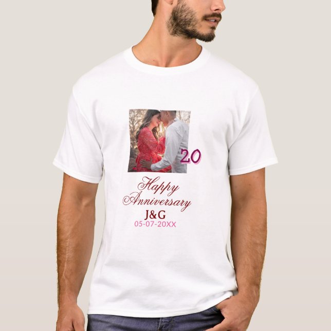 Cheers to 20 Years happy anniversary add photo dat T-Shirt (Vorderseite)