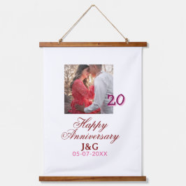 Cheers to 20 Years happy anniversary add photo dat Wandteppich Mit Holzrahmen