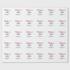 Cheers to 30th birthday name date mauve blue elega geschenkpapier
