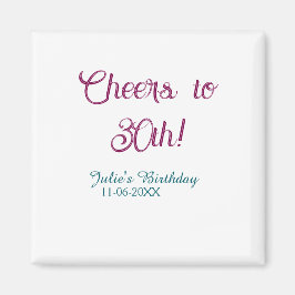Cheers to 30th birthday name date mauve blue elega magnet