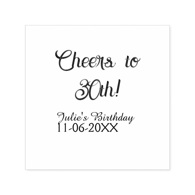 Cheers to 30th birthday name date mauve blue elega permastempel (Design)