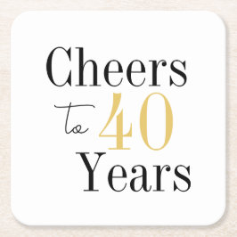 Cheers to 40 Years Minimal Black Gold Party Rechteckiger Pappuntersetzer