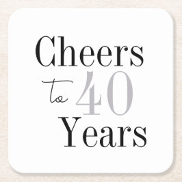 Cheers to 40 Years Minimal Silver Party Rechteckiger Pappuntersetzer