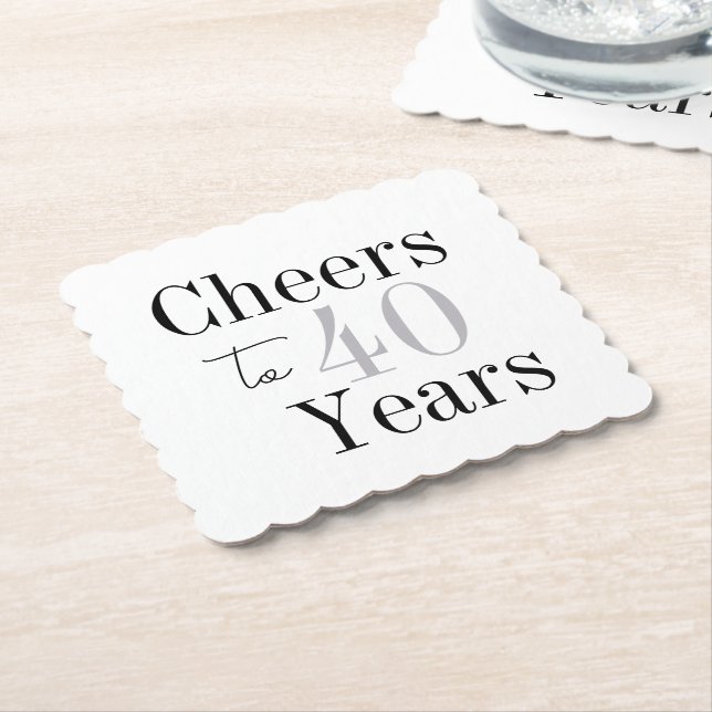 Cheers to 40 Years Minimal Silver Party Untersetzer (angewinkelt)
