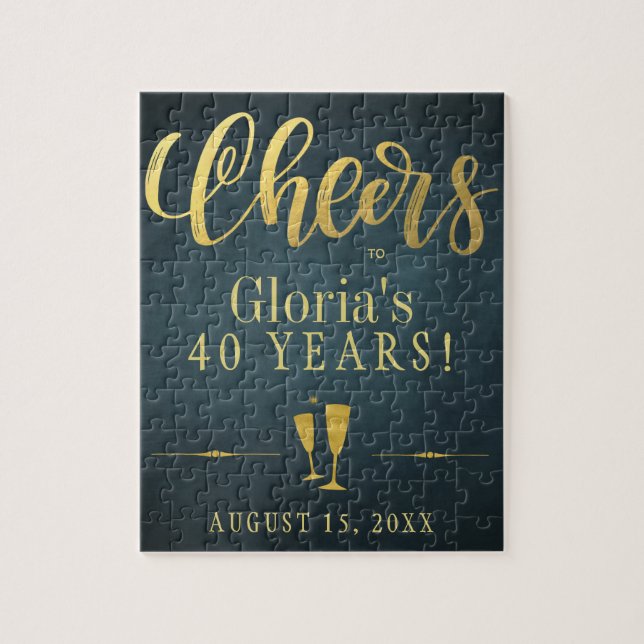 Cheers to 40 years personalized birthday gift puzzle (Vertikal)