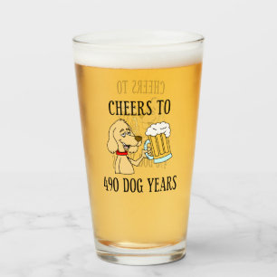Cheers to 490 Dog Years 70. Geburtstagsglas Glas