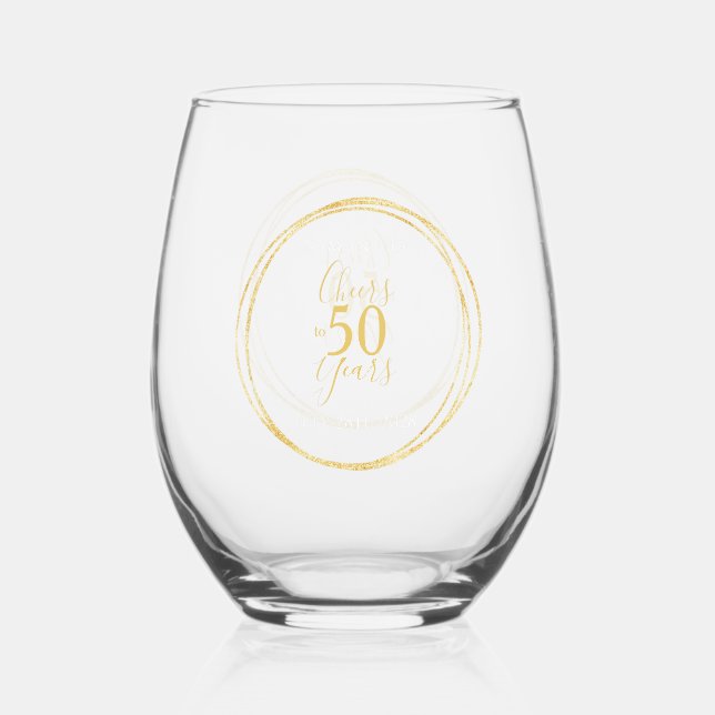 Cheers to 50 Years 50th Birthday Gold Typography Weinglas Ohne Stiel (Vorderseite)