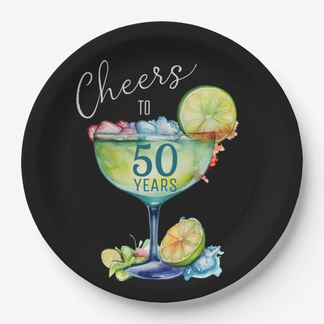 Cheers to 50 Years Milestone Birthday  Pappteller (Vorderseite)