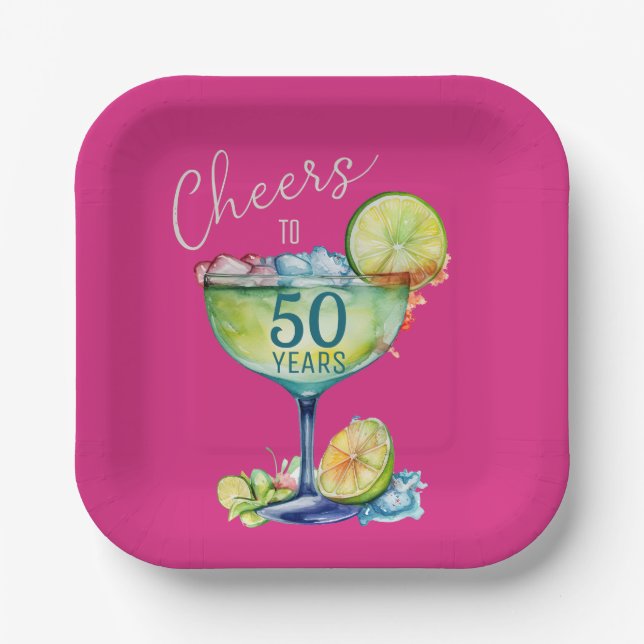 Cheers to 50 Years Milestone Birthday  Pappteller (Vorderseite)
