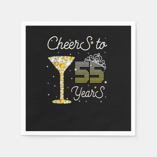 Cheers To 55 Years Old Happy 55th Birthday Queen D Serviette (Vorderseite)