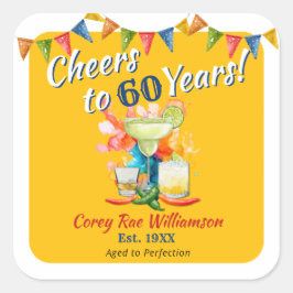 Cheers to 60 Years - Aged to Perfection - Fiesta  Quadratischer Aufkleber